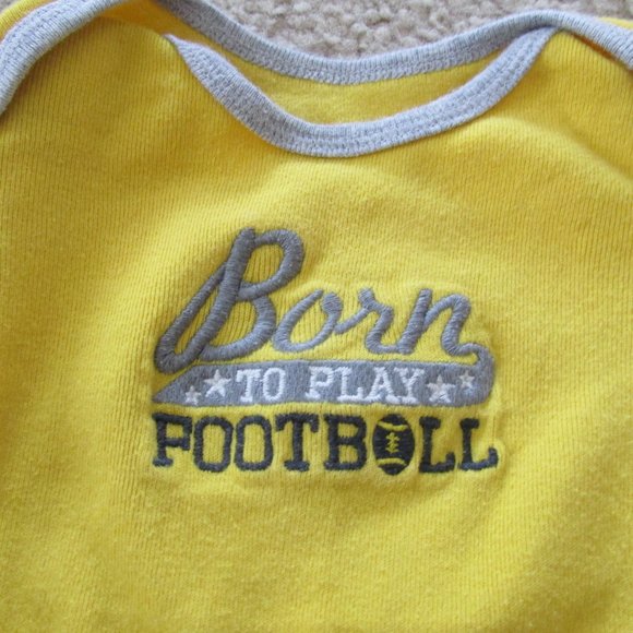 Carters Just One You Bodysuit Boys 3M Yellow Gray Long Sleeve Football‎ Sports - Picture 2 of 4